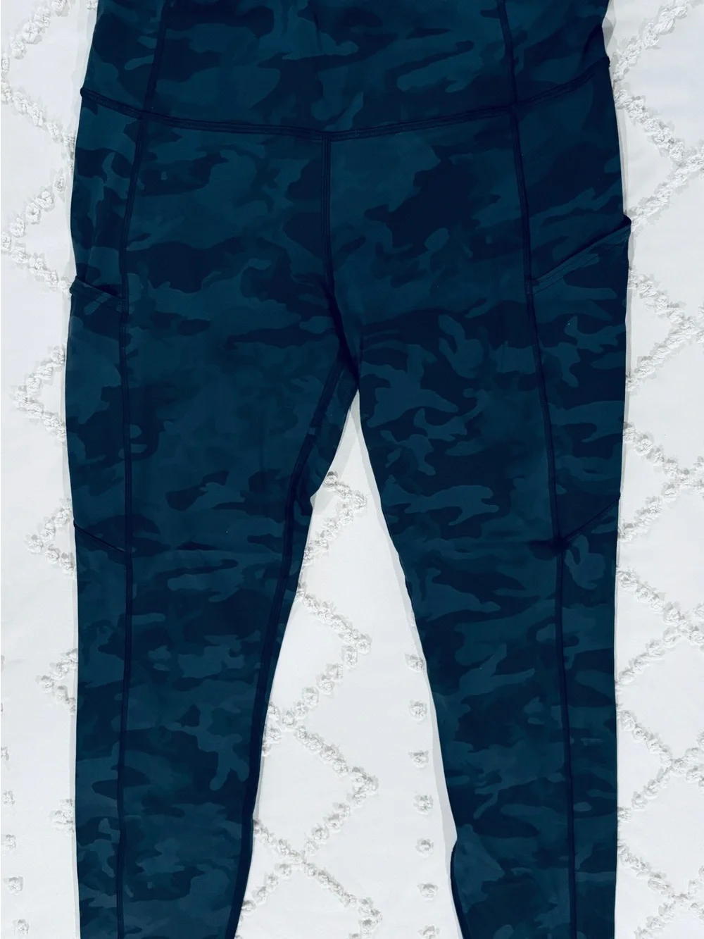 lululemon Black Athletic Leggings with Subtle Camo Detail